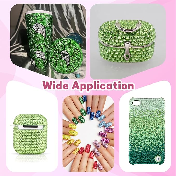 20000Pcs Green Rhinestones for Bedazzling with 3Pcs B7000 Jewelry Glue, Resin Rhinestones for Crafting Crafts，Bedazzler Kit Flatback Gems for Clothing Shoes Tumblers Nail Art