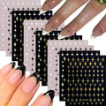 12 Sheets Star Nail Art Stickers Decals Gold Silvery Nail Stickers Star Design 3D Self-Adhesive Nail Decals Black White Manicure Supplies for Holiday Nail Art Decorations