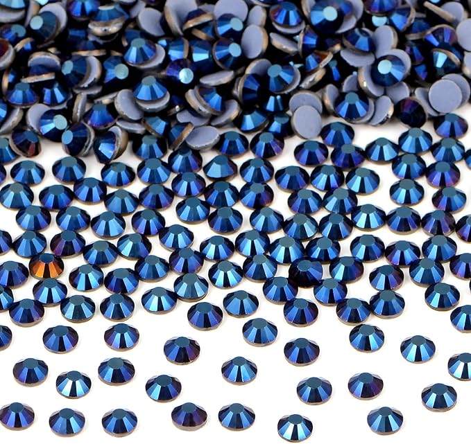 Bymitel Hotfix Crystal Rhinestones Round Gems Iron on DIY Jewelry Making Flat Back for Crafts,Mine Blue, 2.4mm(SS8/2880pcs)