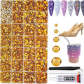 22000pcs Resin Flatback Rhinestones for Crafting, Silverback Gold 2mm 3mm 4mm 5mm 6mm Round Beads, Non-Hotfix SS8 SS10 SS16 SS20 SS30 Gems with B7000 Glue for DIY Crafts, Nails, Makeup Decor