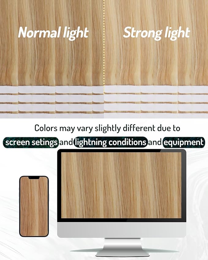 RUNATURE Tape in Hair Extensions Human Hair Blonde Tape in Extensions Real Human Hair Tape ins Blonde Highlights Hair Extensions Tape ins Soft Remy Hair Add Hair Volume 14 Inch 50g 20pcs