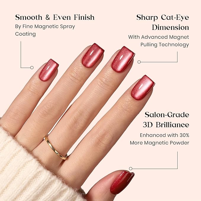 Beetles X Press Cat Eye Nails Kit - Galaxy Aurora | 7 Colors Cat Eye Press On Nails Short Square | 224Pcs 16 Sizes All-in-One Kit With Nail Glue,Remover,Builder Top Coat,Nail Lamp Gift