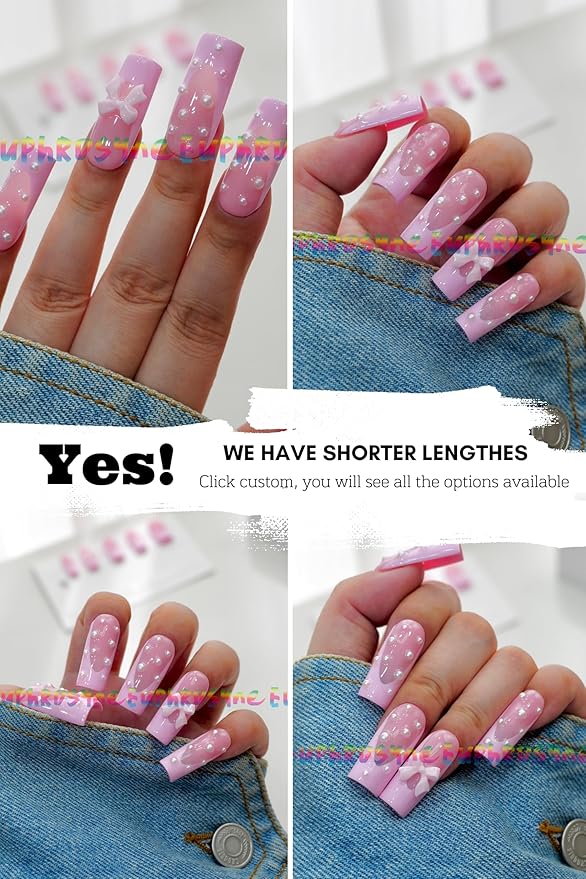 Euphrosyne Long Oval Gold & White Press On Nails – 10pcs Fake Nails with Stars, Hearts & Rhinestones | Festive Stick-On Nails for Christmas, New Year or Party Look