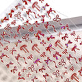 1Sheets Aurora Bow Nail Stickers 5D Embossed Valentines Nail Art Stickers Self Adhesive Cute Nail Decals Red Ribbon Bow Nail Supplies Wedding Sticker Decorations for Women DIY Valentines Manicure