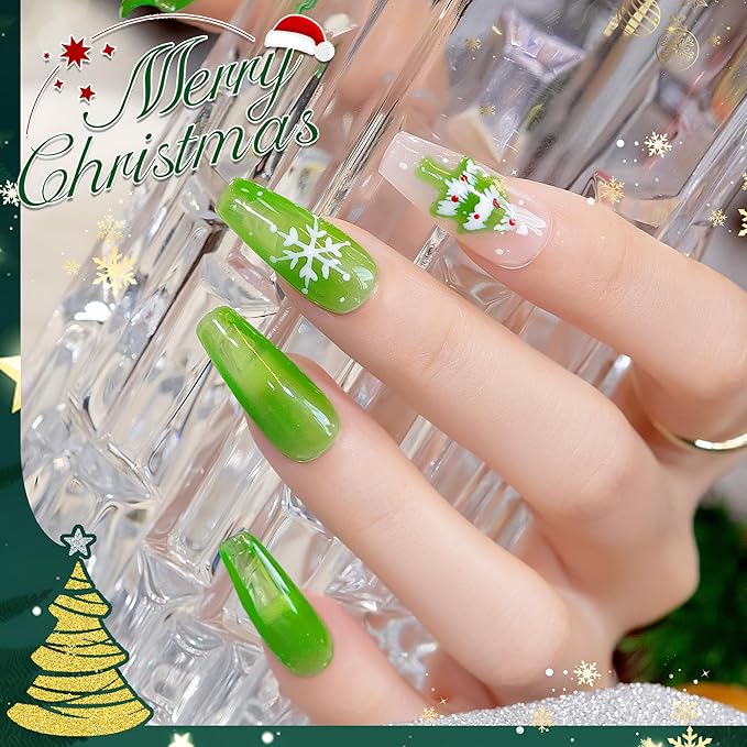 YTD Likomey Crystal Green Gel Nail Polish,15ml Sheer Translucent Jelly Glass Fine Pigment Nail Gel,Fall Winter Salon Home DIY Manicure and Pedicure Fall Winter UV Color Varnish,CS482