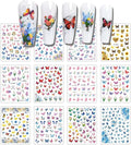 12 Sheets Butterfly Flower Nail Stickers for Nail Art, Colorful Butterflies Nail Decals,Butterfly 3D Self-Adhesive Nail Art Stickers Design for Women DIY Manicure Decoration YX1229