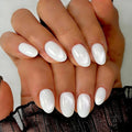 Cat Eye Press on Nails Short, Chrome Press on Nails Oval, Thick Glazed White Fake Nails Press ons for Women, Reusable Magnet Bling Glitter Glue On Nails Almond in 15 Sizes, 30 Pcs