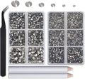 8000pcs Hotfix Rhinestones Flatback,Rhinestones for Crafts Clothes Mixed 6 Sizes, Hotfix Crystals with Wax Pencil Kit, SS4-SS30,Black Diamond