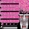 Resin Rhinestones for Crafting with 3Pcs 10ml B7000 Jewelry Glue, 3 Boxes Hot Pink AB Flatback Gems Crystals Diamond for Bedazzling Crafts DIY Nail Art Makeup,Gems for Clothing Tumblers Shoes