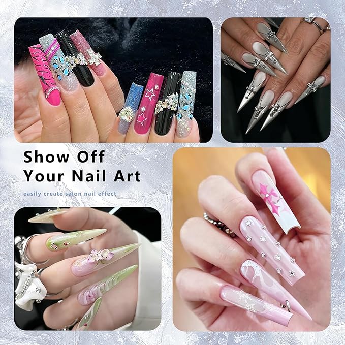 ELLEWIN 480PCS No C Curve Clear Nail Tips, 3XL Extra Long Half Cover Straight and Stiletto Nails for Acrylic Nails Kit, 10 Sizes Soft Gel Fake Nails Extension for Salons and Home DIY Gifts