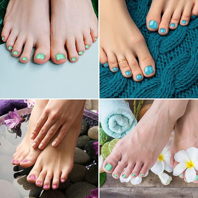 Maitys 720 Pieces Fake Press on Toe Nails Short False Toe Nails Square Solid Color Full Cover Matte Finish for Women(Soft Color)