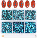 Bymitel Hotfix Crystal Rhinestones Round Gems for Crafts,Mixed 6 Sizes with Wax Pencil Kit, Blue Zircon 1.3-3.2mm(SS3-SS12/8000pcs)