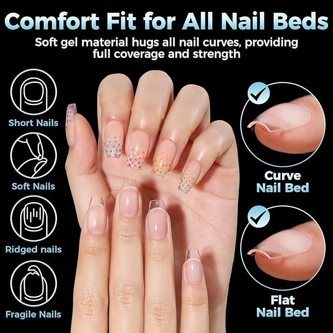 Short Coffin Nails Tips: Soft Gel Pre-Shaped Acrylic Nail Tips Coffin 360pcs Fake Nails Half Matte Full Cover Clear Press on False Acrylic Nails for Nail Extension Home DIY 12 Sizes