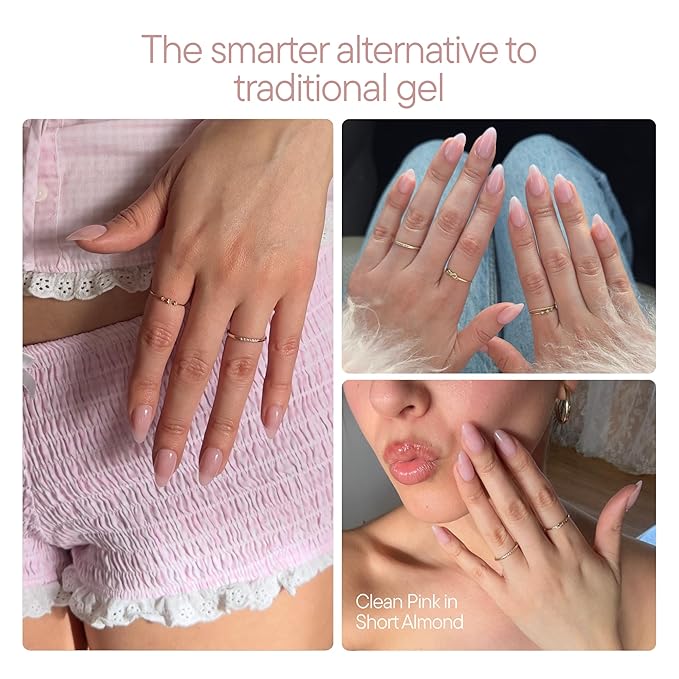 Press On Nails - Salon U-ltimate™ | Clean Pink, Short Coffin Nails, Reusable | 16 sizes - 32 Nails Kit with Glue and Sticky Tabs