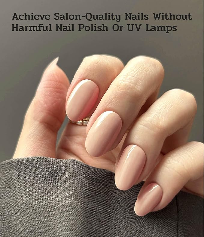 Nail Polish Strips (No UV Lamp Needed) - 22 Pcs Salon Quality Gel Nail Stickers - Long Lasting Wraps (Light Chestnut Brown)