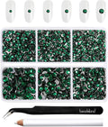 Beadsland 4300pcs Flatback Rhinestones,Green Rhinestone Nail Gems Round Crystal Rhinestones for Crafts,Mixed 6 Sizes with Picking Tweezers and Wax Pencil Kit, SS6-SS20,Emerald