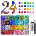 24 Color 6mm Crystal Resin Rhinestones w B7000 Jewelry Glue for Bedazzling Crafting SS30 Colorful Rainbow Big Flatback Stones Gems Diamonds Crystals for Tumblers Crafts Nails Face Eyes Makeup