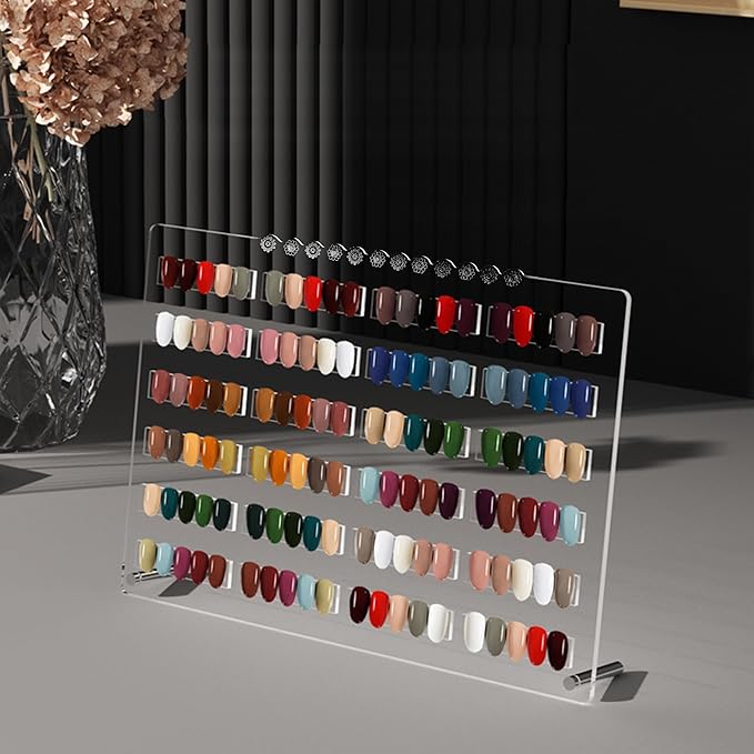Nail Art Display Board, Acrylic False Nail Tips Sample Display Nails Colors Sample Display Stand with 50pcs Small Display tips and double side tape for Salon Nails Art Practice (Extra Large)