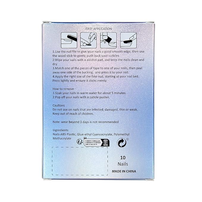 Metallic Press on Nails Long Stiletto,Sweet Cool Soft Gel With Aurora Designs,10Pcs/Box Acrylic Handmade Pink Purple y2k False Nails Press Ons For Women Gift(XS)