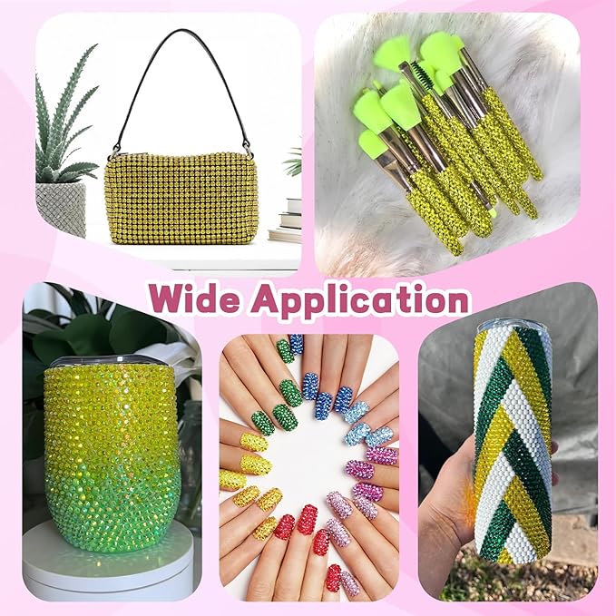 20000Pcs Yellow Rhinestones for Bedazzling with 3Pcs B7000 Jewelry Glue, Resin Rhinestones for Crafting Crafts，Bedazzler Kit Flatback Gems for Clothing Shoes Tumblers Nail Art