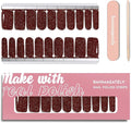 Nail Polish Strips, 20Pcs Salon Quality Gel Nail Stickers, Easy Long Lasting Wraps for Short Nails no UV Light Needed (Glitter Deep Scarlet)