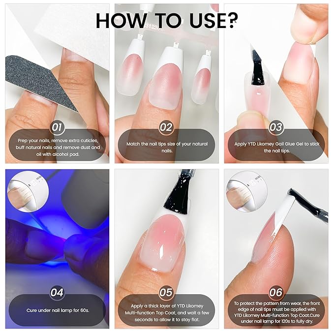 YTD Likom Gel Nail Polish Nail Glue and Builder Gel Top Coat Set,for False Nail Tips Press On Nails,15ml 2-in-1 Multi-Function Top Coat,Strong Adhesive Protect Acrylic Nails