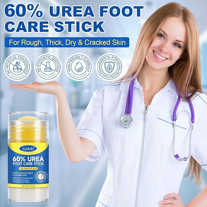 Urea foot Cream Stick 60% plus 2% Salicylic Acid，foot urea cream Deeply Moisturising and Fast Absorbing Gentle Exfoliation For Dry sink Exfoliating Dead Skin, Callus Remover ， Skin Softener