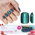 Bt Art Box Chameleon Cat Eye Press on Nails - Short Square Glue on False Nails, Soft Gel x Coat in 16 Sizes - 160PCS Fake Nails Kit