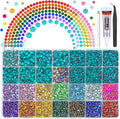 28 Grids Teal Blue 2-6mm Resin Rhinestones w B7000 Glue for Bedazzling Crafting Colorful Flatback Stones Diamonds Crystals Gems Bedazzler Kit for Nails Face Eyes Makeup Tumblers Bottles Crafts