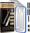 4 Pack for iPhone 14 Pro Screen Protector, Military-Grade Shatterproof, 9H Hardness, Full Coverage Tempered Glass with Install Frame