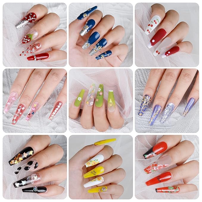 Teenitor Nail Art Decoration with 12 Sheets Nail Art Stickers for Nail Art, Butterfly Nail Foil Stickers, Nail Sequins and Rhinestones, Self-Adhesive Nail Sticker Decals for Nails Art Design