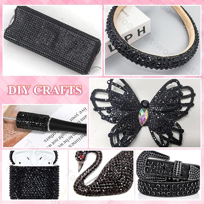 20000Pcs Black Flatback Jelly Resin Rhinestones for Bedazzling, Mix Sizes Crystal Rhinestones Gems, Black Gems Bedazzling for Crafting, Flatback Rhinestone for DIY Face Makeup Crafts Tumblers