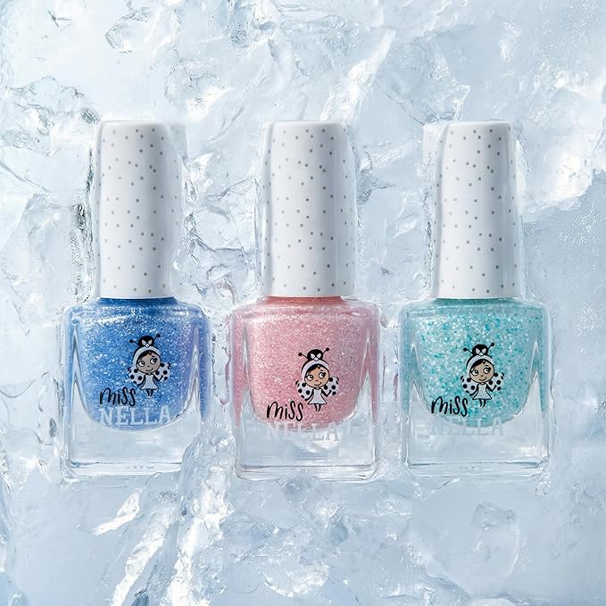 MISS NELLA-Peel Off, Odour Free, Water Base & Safe for kids nail polish pack of 3 (Frosty Fun)