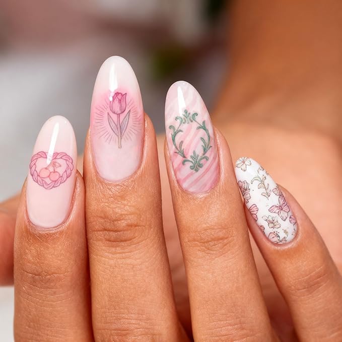 PH PandaHall 3pcs Tulip Nail Stamping Plate Vintage Mirror Nail Art Templates Picture Frame Manicures Image Plates Flower Nails Art Stencils Nail Stamper for Women Print Manicures Salon Design