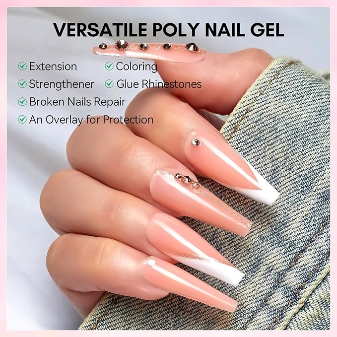 Makartt Hema-Free Poly Nail Gel：Builder for Extension and Strengthener, Tender Nude Pink, 50 ML, Strong and Half Solid Texture, Long-Lasting and Easy to Use Manicure Supplies-Peachy