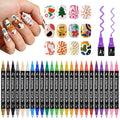 EBANKU Nail Art Pens For Painting Nails, 24 Colors Double-Ended Nail Art Marker Quick-Drying Nail Polish Pen For 3D Nail Art, Fine Tip Nail Point Dotting Tool Drawing Pen For DIY Beauty Adorn Manicure