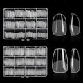480PCS Nail Tips Clear False Nails Full Cover for Acrylic Fake Nails Kit 12 Sizes 2 Shapes Short Coffin Round Pre-Shape for Salon Home DIY Gifts