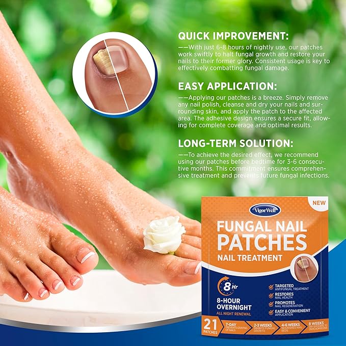 Large Nail Patches Extra Strength: 21 PCS Nighttime Hydrogel Patches for Overnight Repair - Visible Results in 8 Hours - Toenail Treatment Extra Strength