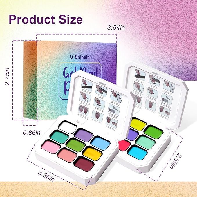 Gradient Painting Gel Set,18 Bright Color Ombre Gel Nail Polish Pigment Pat No-wipe Silky Texture Highly Saturated French Manicure Soak of UV/Led Home Salon DIY Art G&O