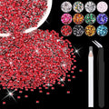 12000PCS 2mm Resin Rhinestones Bulk for Crafting (Red), Flatback Bedazzling Crystals for Crafts DIY Nail Decoration, Gems Charms for Tumbler Shoes Clothing Fabric with Pickup Pen and Tweezers