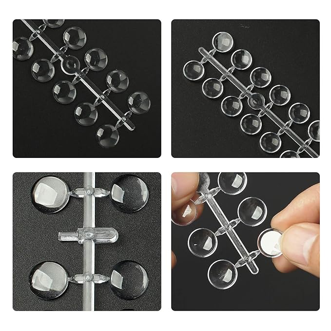 240 Pcs Round False Nail Display Tips- Transparent Nail Art Display Chart Nail Art Color Display Tips Tool Nail Swatch Sticks with Adhesive Sticker for Nail Polish Training Practicing Color Displaying