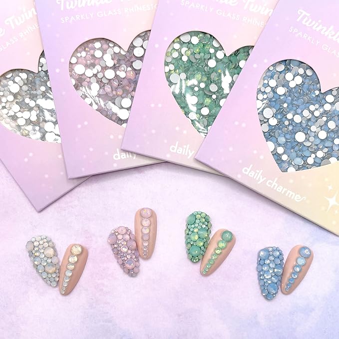 Daily Charme Twinkle Twinkle Round Flatback Crystal Rhinestone for Nail Art (Rose Opal), 1440 PCS, No-Hotfix, (1.4 mm - 4.7 mm), DIY and Salon