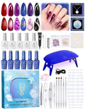 Beetles Midnight Vampire Lucky Box, Scorpio Zodiac Gel Nail Polish Kit Black Purple Burgundy Red Colors, All-in-One Nail Art Set with Tools, Necklace Badge, Salon DIY Zodiac Gift for Women