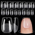 TOMICCA Extra Short Coffin Nail Tips 240Pcs 15 Sizes Full Cover Gel Nails, Soft Acrylic Gel Nail Tips for Nail Extension