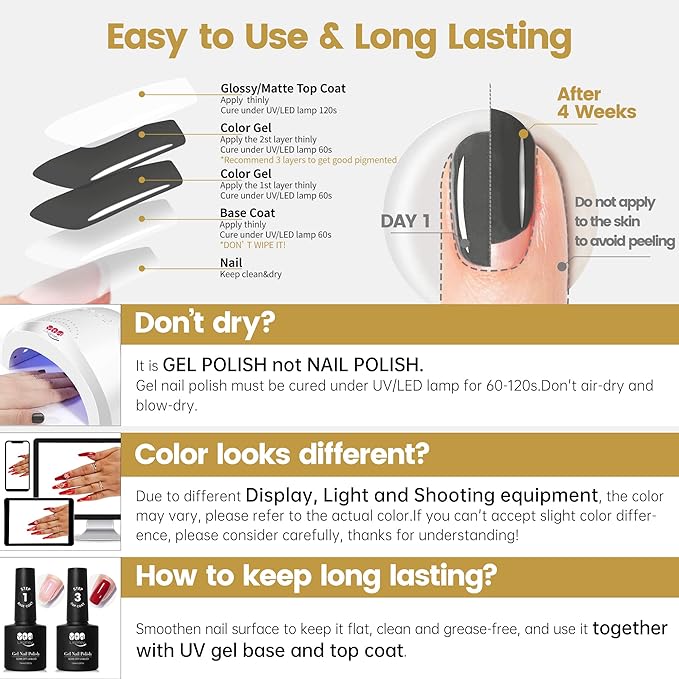 YTD Likomey Nude Black Gel Nail Polish,15ml Translucent Neutral Jelly Sheer Glass Salon Home DIY Nails Art Manicure Nude Fall Winter UV Color Varnish,LS225