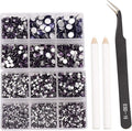 NCB 8000pcs Non Hotfix Rhinestones 10 Sizes Flatback Crystal Glass Rhinestones with Tweezers and Picking Pen for Nail Art Clothes Bags Phone Decorations Crafts DIY (018 Tanzanite Mix SS3-SS30)