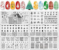 Whaline 6 Pieces Christmas Nail Art Stamping Plates Kit Christmas Tree Snowflakes Gingerbread Sweater Image Stamp Templates Holiday Nail Art Plates for Xmas DIY Print Manicure Salon Design Gift