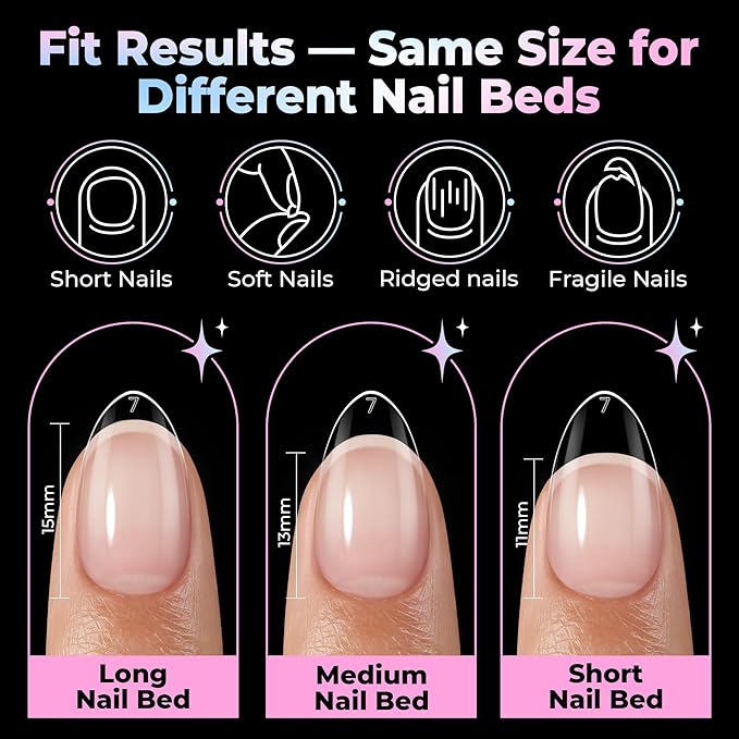 UNA GELLA Short Almond Nail Tips 15 Sizes 300PCS Pre-Etched Soft Gel Clear Nail Tips Easy DIY Salon Short Almond Press On Nails Snug Fit Acrylic Fake Tips Extensions Long-Lasting Hold