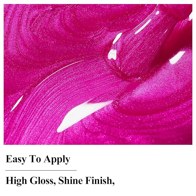 Valentine's Day Nail Polish Quick Dry, Hot Pink Nail Lacquer Nail Art Polish Non-Gel Air Fast Drying, Shimmer Pink Nail Pigment High Coverage Fingernail Concealer Polish for Gift