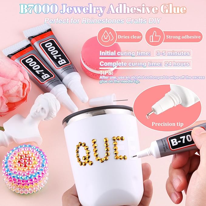30000Pcs Resin Rhinestones for Bedazzling with B7000 Jewelry Glue, Mine Gold Flatback Gems Rhinestones for Crafting, Clothing Tumblers Mugs Shoes Fabric Decor Nail Art